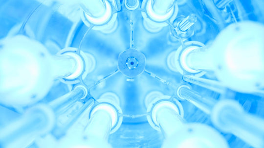 Close-up photo of UV light flasks.