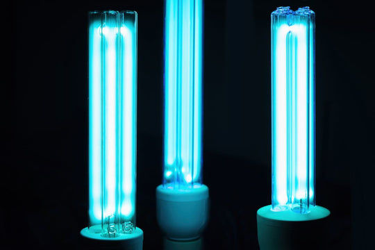 Rows of UVC lamps