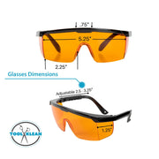 UV light safety glasses dimensions