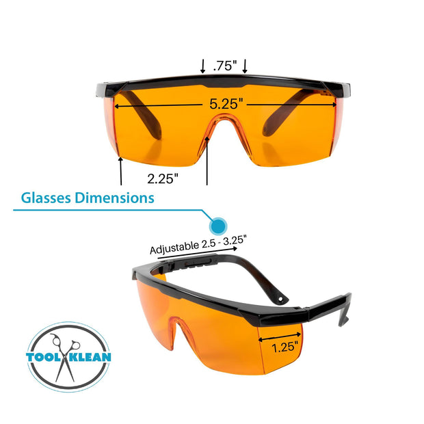 UV light safety glasses dimensions