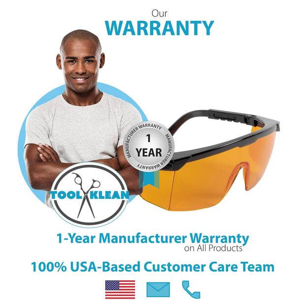 1-Year Manufacturer Warranty UV light safety glasses