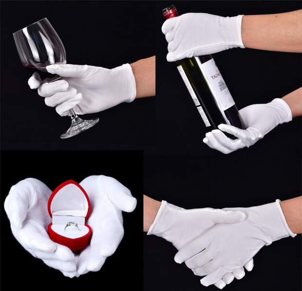 White Cotton Safety Gloves - Pack of 12 Pairs