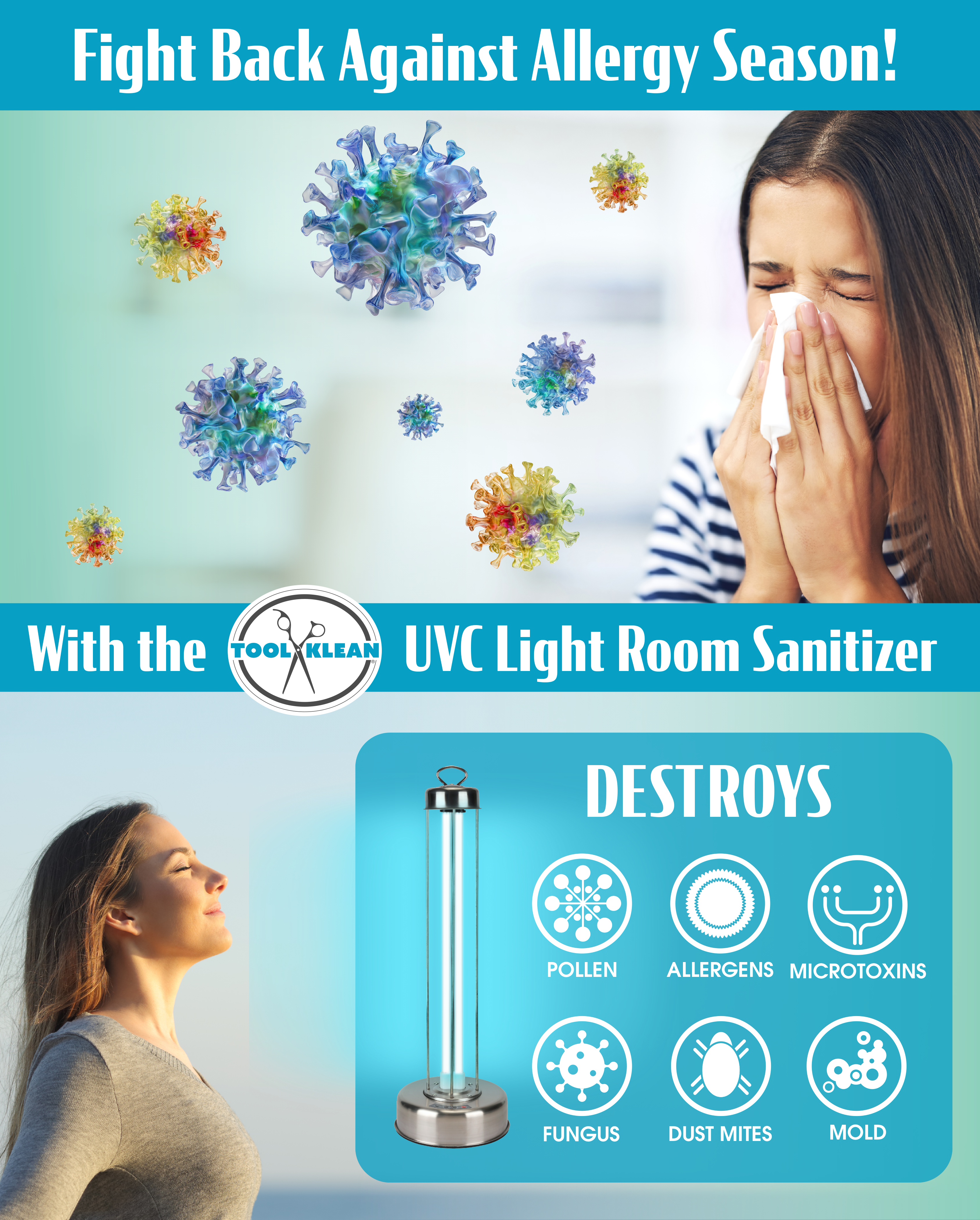 UV Sanitizer Lamp - 100W Stainless Steel Whole Room Sanitizer