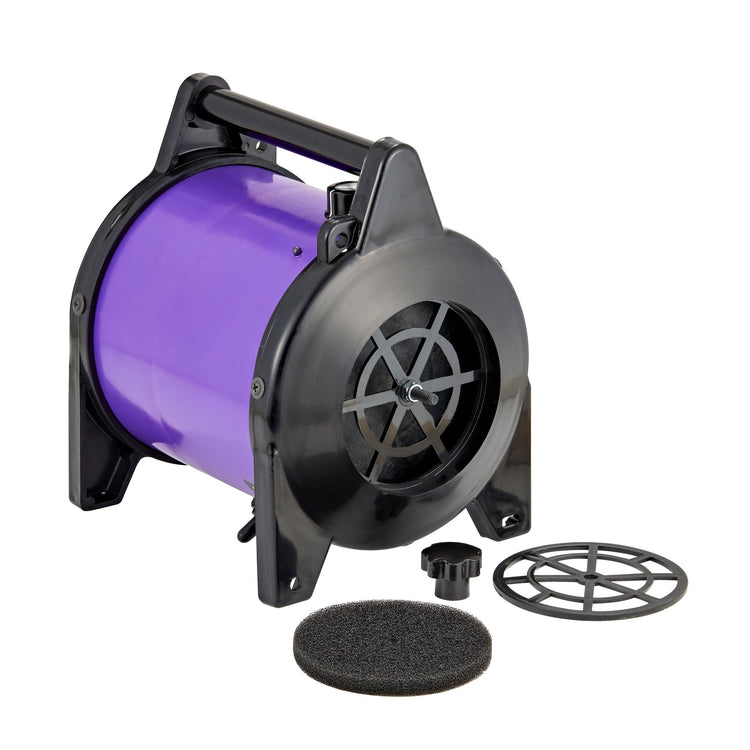 GustyAir Mini High Velocity Portable Dog Hair Dryer in purple with side open