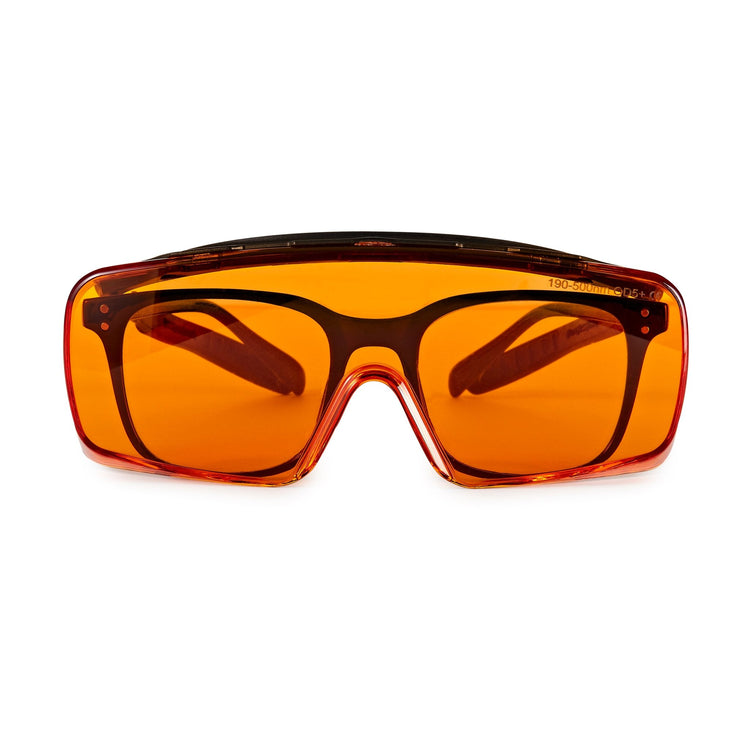Large UV Light Safety Glasses (over glasses) – Yellow UVC Protective Goggles - EN166 ANSI Z87.1, CE – UV 400 - Tool Klean