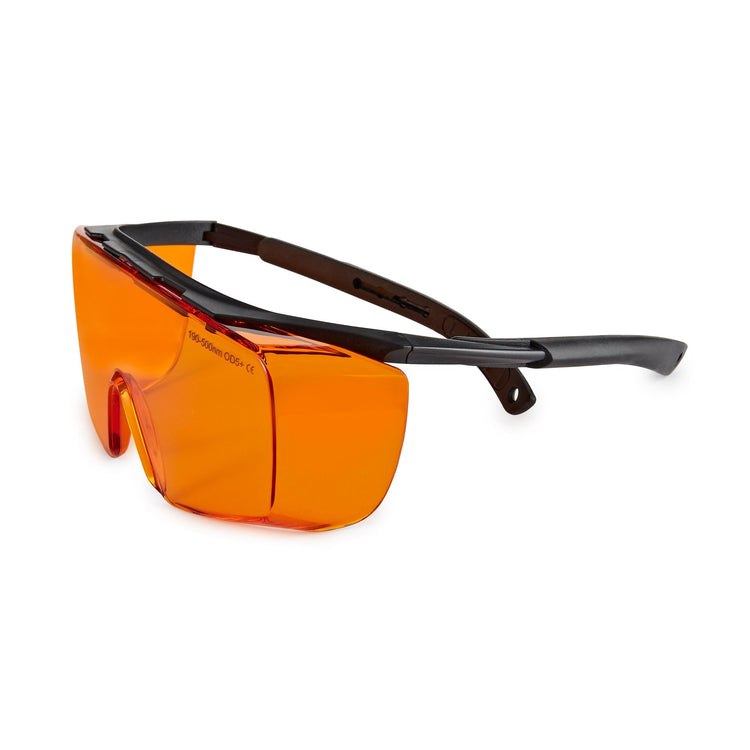 Large UV Light Safety Glasses (side view) – Yellow UVC Protective Goggles - EN166 ANSI Z87.1, CE – UV 400 - Tool Klean