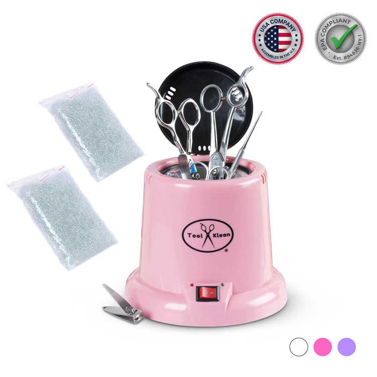 Salon Tool Sanitizer - Glass Bead Hot Cup Sanitizer in White, Pink, or Purple (Includes 2 Bags of Beads, an $11.98 value) - Tool Klean