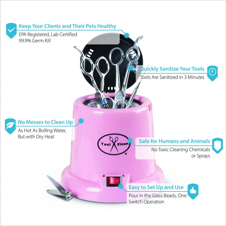 Salon Tool Sanitizer - Glass Bead Hot Cup Sanitizer in White, Pink, or Purple (Includes 2 Bags of Beads, an $11.98 value) - Tool Klean