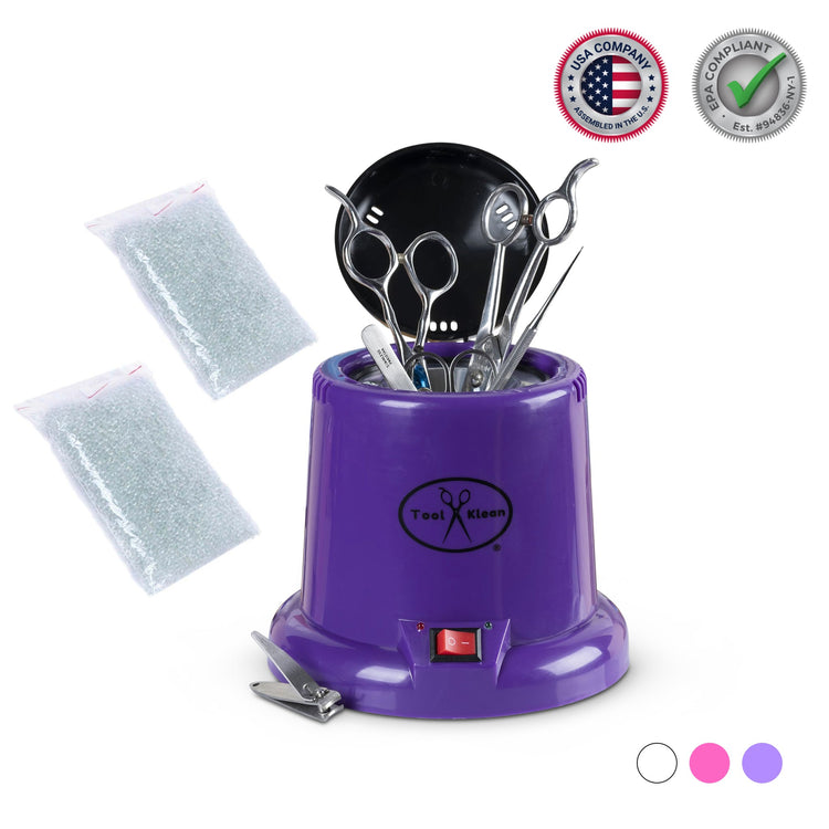 Salon Tool Sanitizer - Glass Bead Hot Cup Sanitizer in White, Pink, or Purple (Includes 2 Bags of Beads, an $11.98 value) - Tool Klean