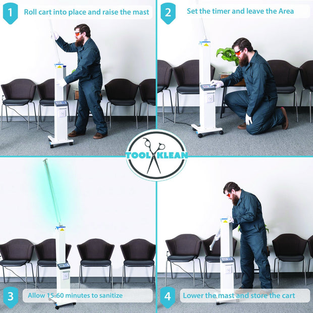 Sanitizing UVC Light for Large Areas - Tool Klean Rolling Cart Sanitizer - Tool Klean