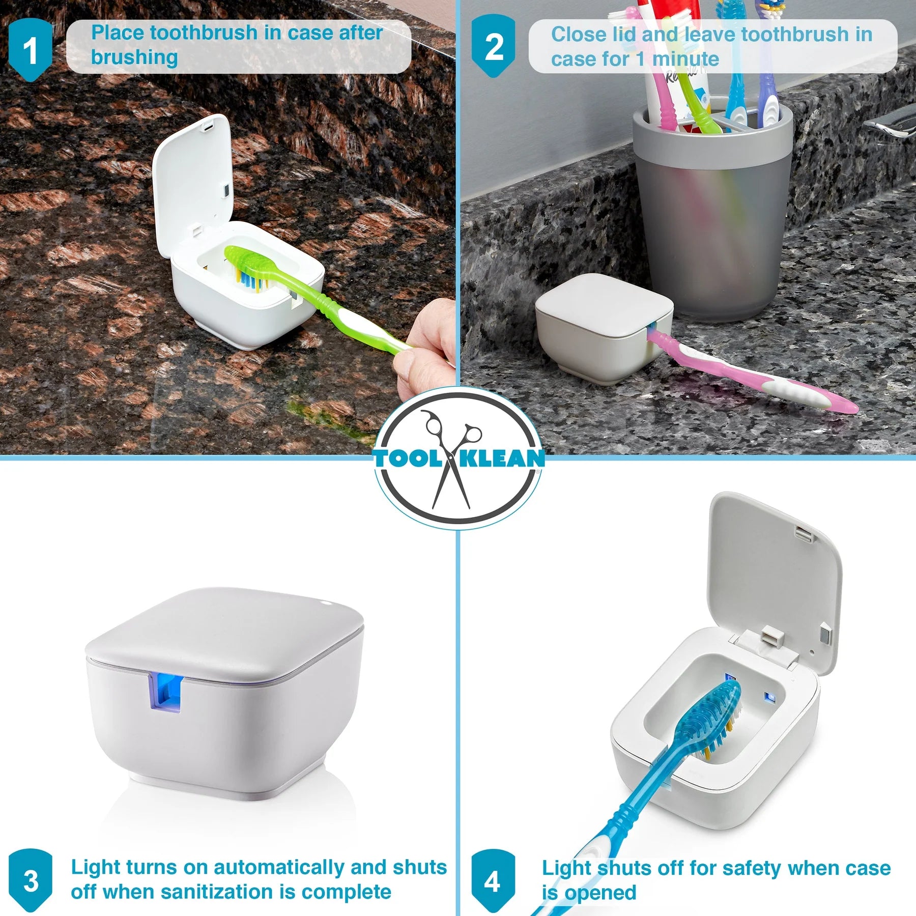 Tidy Teeth UV Toothbrush Sanitizer - Family Pack of 6 - Tool Klean