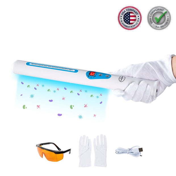 UV Wand Sanitizer Kit - Surface Sanitizer with Rechargeable Battery, Protective Gloves, and Glasses - Pet Professionals - Tool Klean