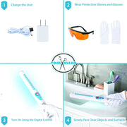 UV Wand Sanitizer Kit - Surface Sanitizer with Rechargeable Battery, Protective Gloves, and Glasses - USA - Tool Klean